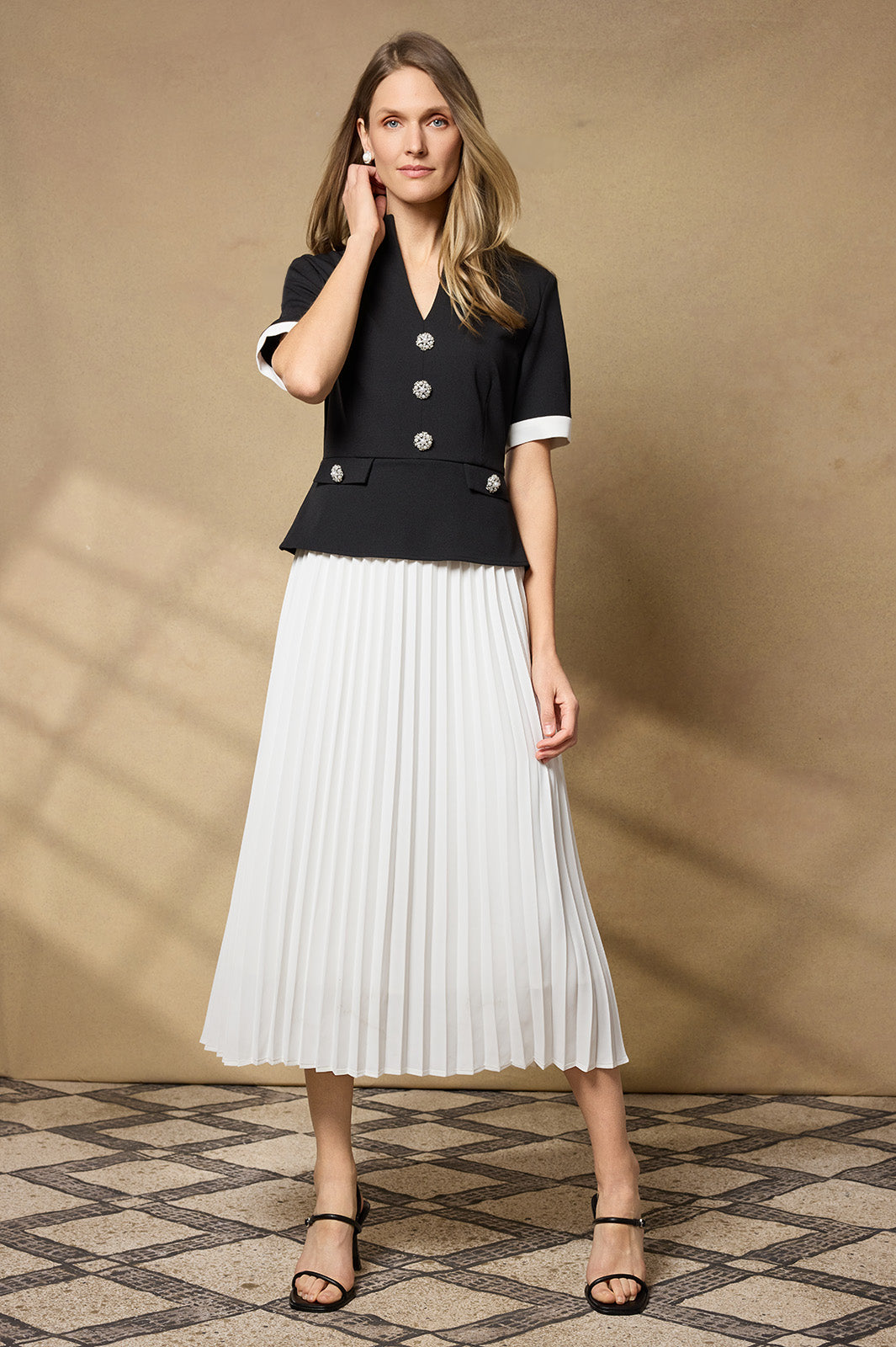 black and white pleated dress Beyonce - Black main image 0