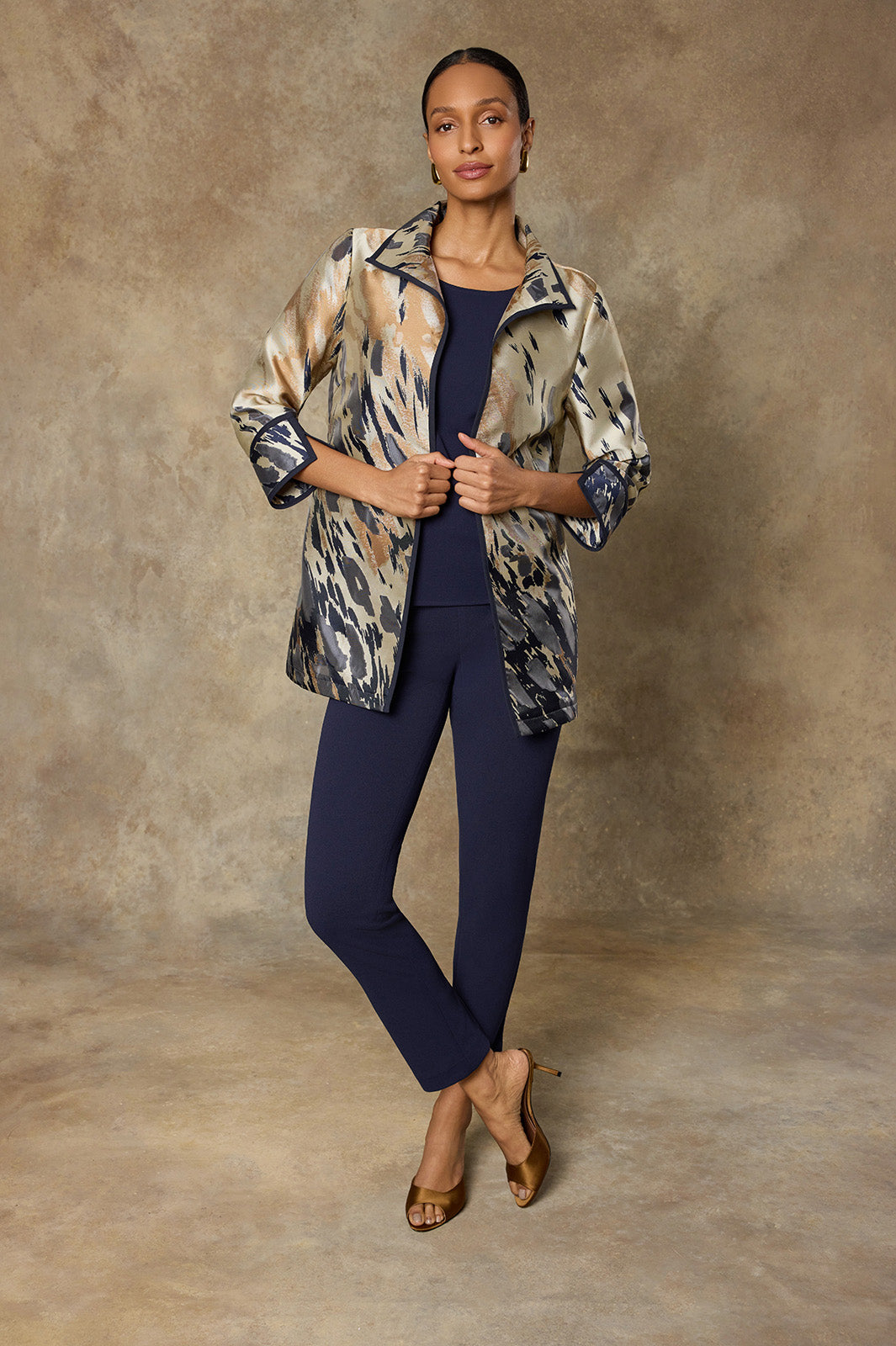 Abstract Animal Print Woven Jacket | Ming Wang