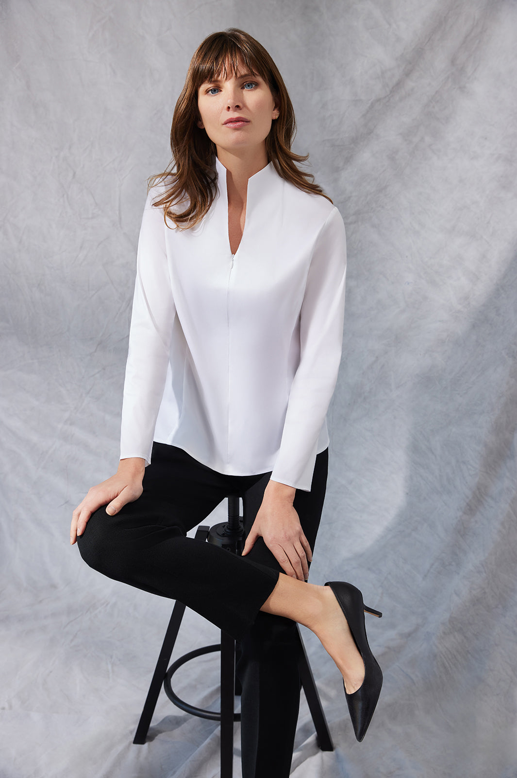 white dress blouse long sleeve Midi A-line Wedding Dress Filici With Long Sleeve Blouse 8 US (40 EU) / Off-white