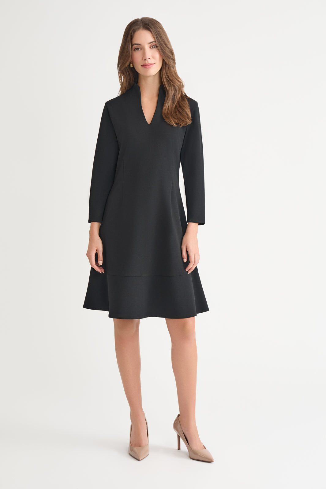 Plus Size Stretch Deco Crepe Funnel Neck Midi Dress | Ming Wang Plus Size Stretch Deco Crepe Funnel Neck Midi Dress | Ming Wang