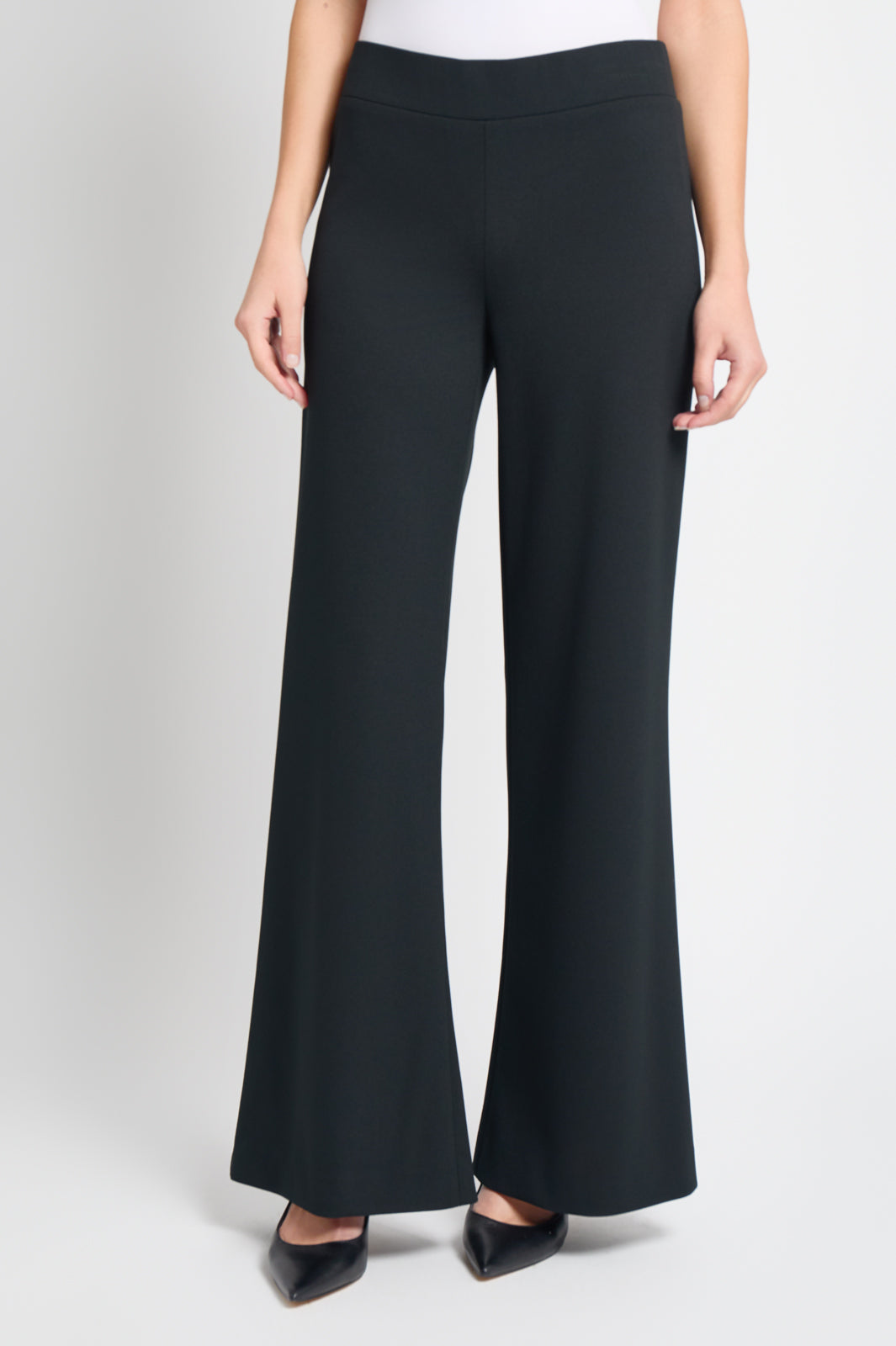 black dress pants plus size Plus Size Stretch Deco Crepe Wide-Leg Pants, Black