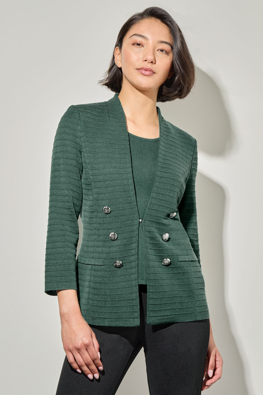 Ottoman Stitch Knit Jacket Ming Wang