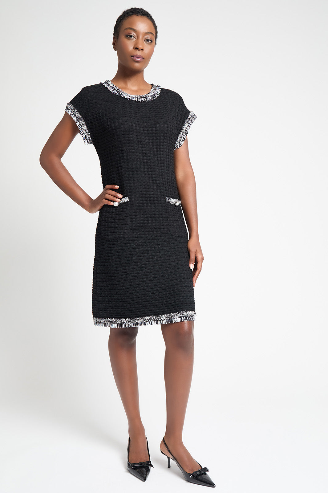 Modern Fit Contrast Trim Shift Dress | Ming Wang Modern Fit Contrast Trim Shift Dress | Ming Wang
