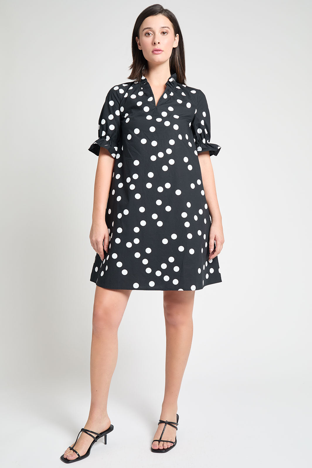 Modern Fit Ruffle Detail Cotton Poplin Shift Dress
