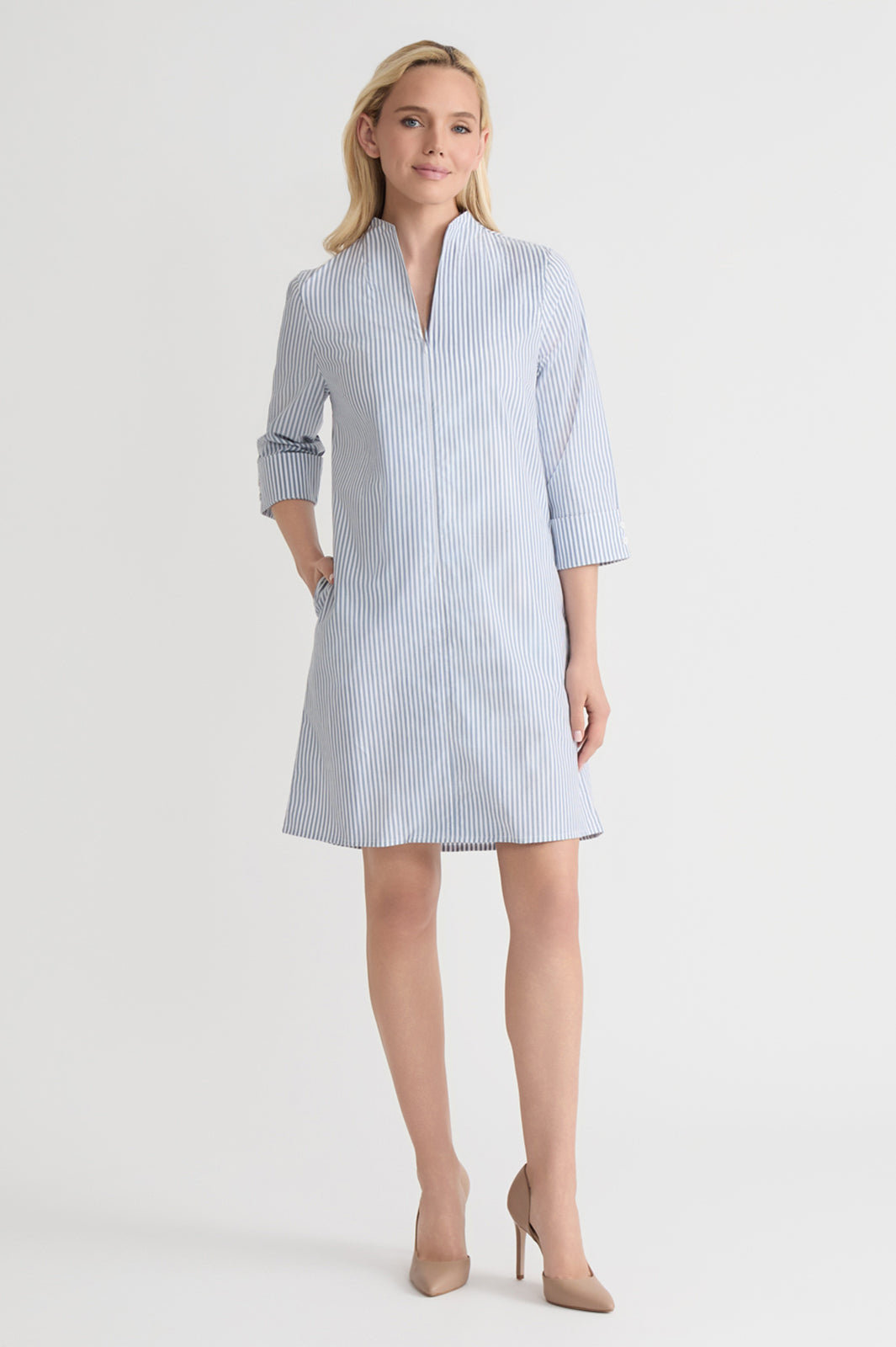 Plus Size Cotton Zip Front Shirt Dress Ming Wang