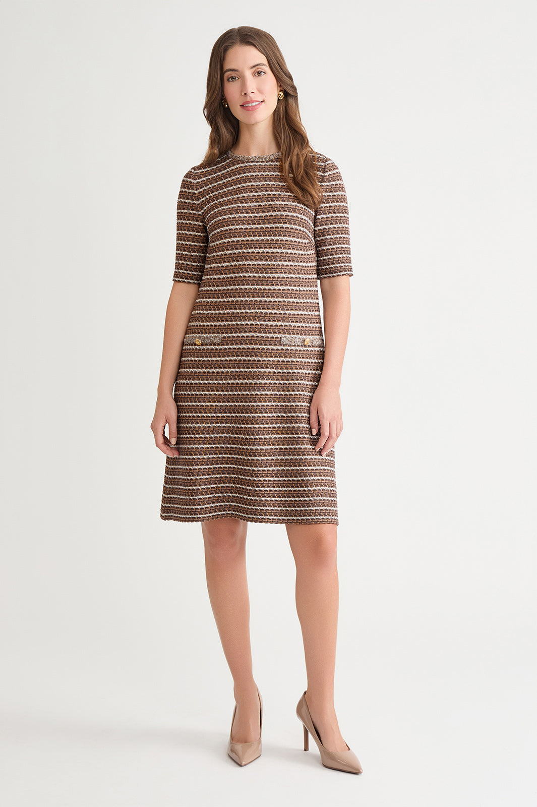 A-Line Braided Trim Knit Dress A-Line Braided Trim Knit Dress
