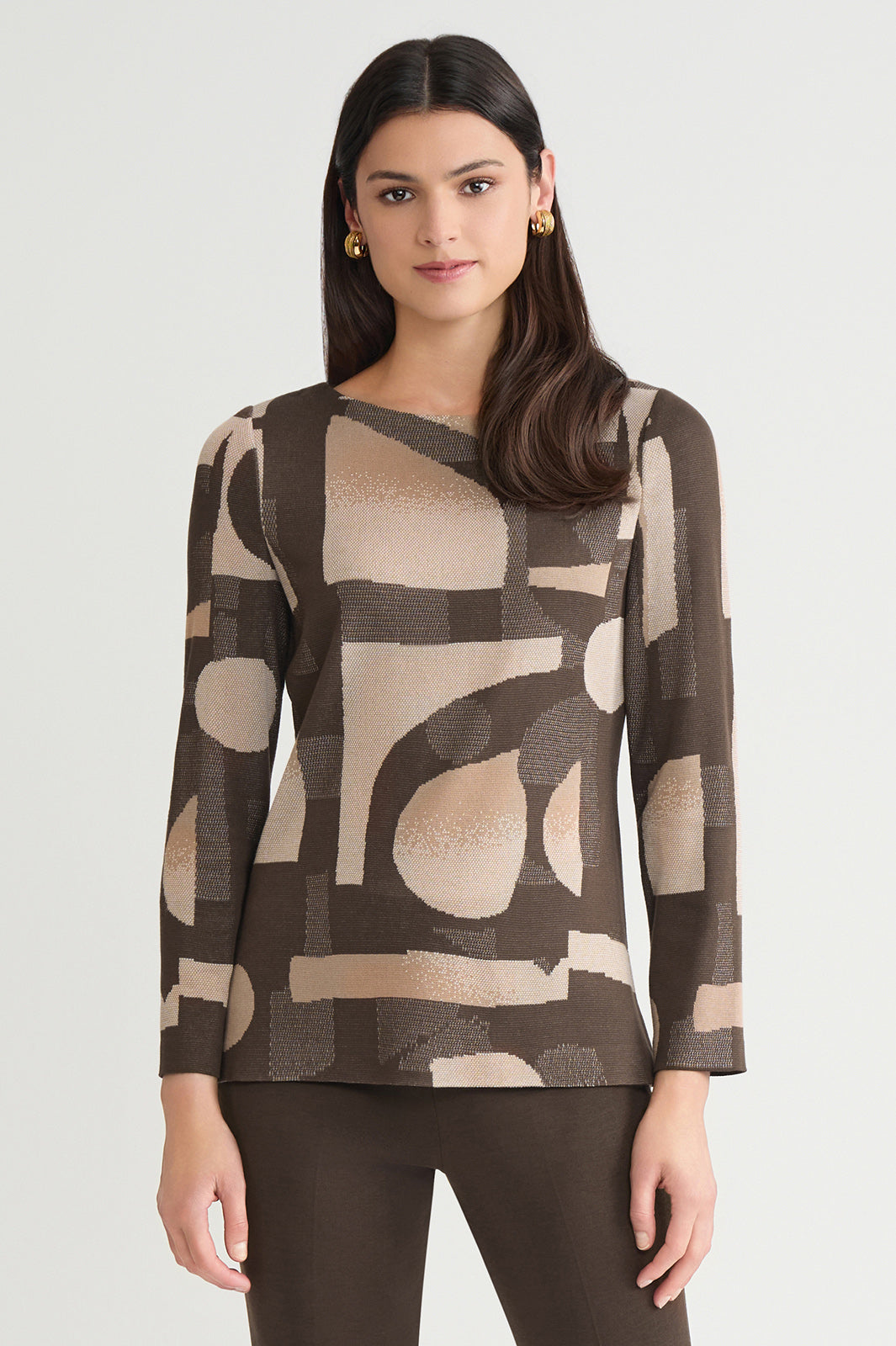 Geometric Jacquard Soft Knit Signature Tunic | Ming Wang