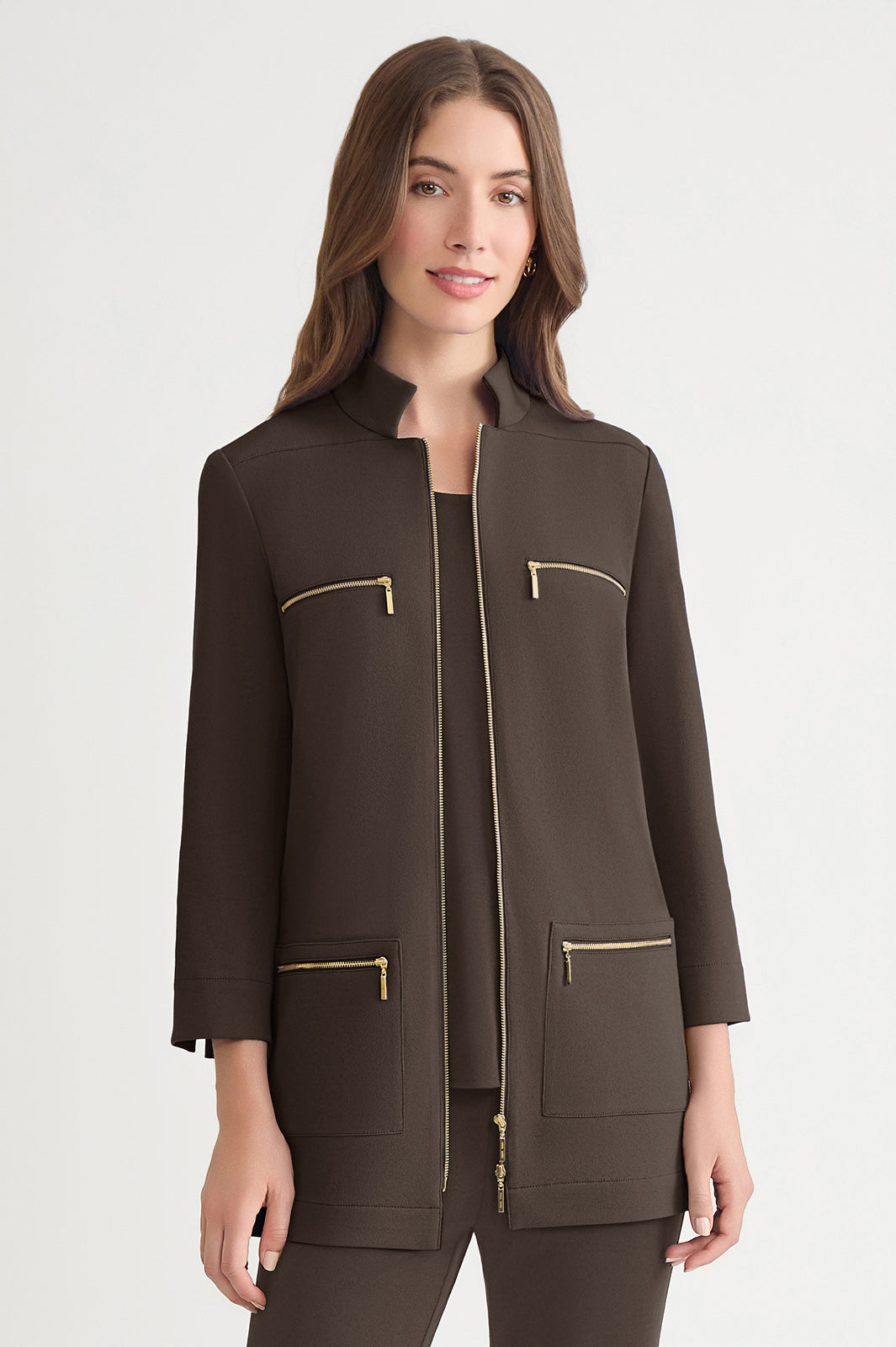 Stretch Deco Crepe Heritage Utility Jacket | Ming Wang