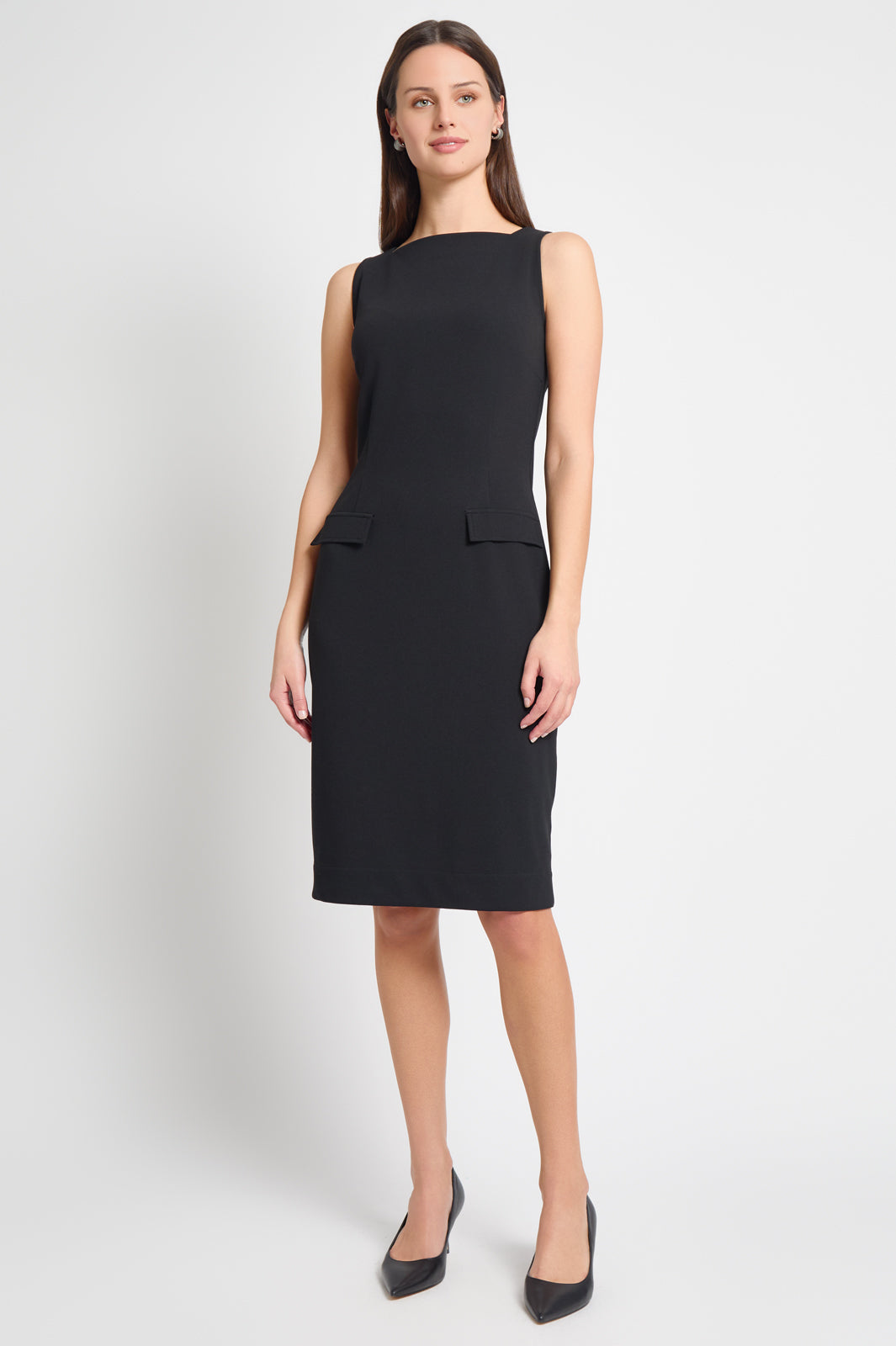 Stretch Deco Crepe Boat Neck Sheath Dress | Ming Wang Stretch Deco Crepe Boat Neck Sheath Dress | Ming Wang