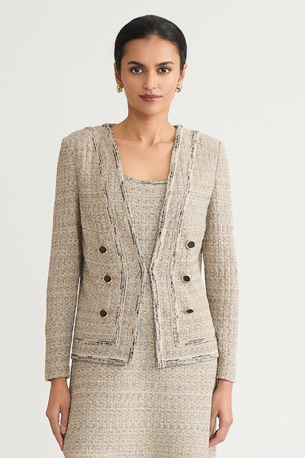 Heritage Shimmer Tweed Knit Jacket | Ming Wang