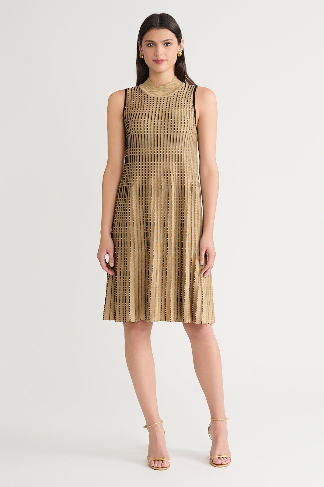 Linear Lurex Faux Pleat Soft Knit Tent Dress | Ming Wang Linear Lurex Faux Pleat Soft Knit Tent Dress | Ming Wang