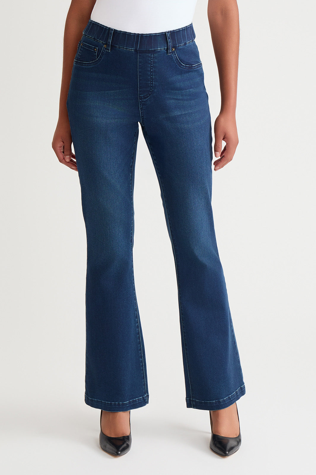 Denim Pull-On Flare Bootcut Jeans Ming Wang