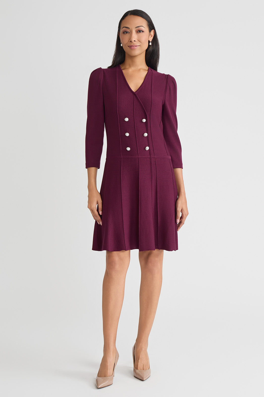 A-Line Faux Wrap Soft Knit Dress A-Line Faux Wrap Soft Knit Dress