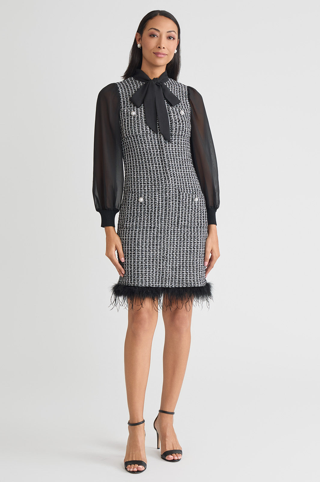Mixed-Media Tweed Knit Sheath Dress Mixed-Media Tweed Knit Sheath Dress