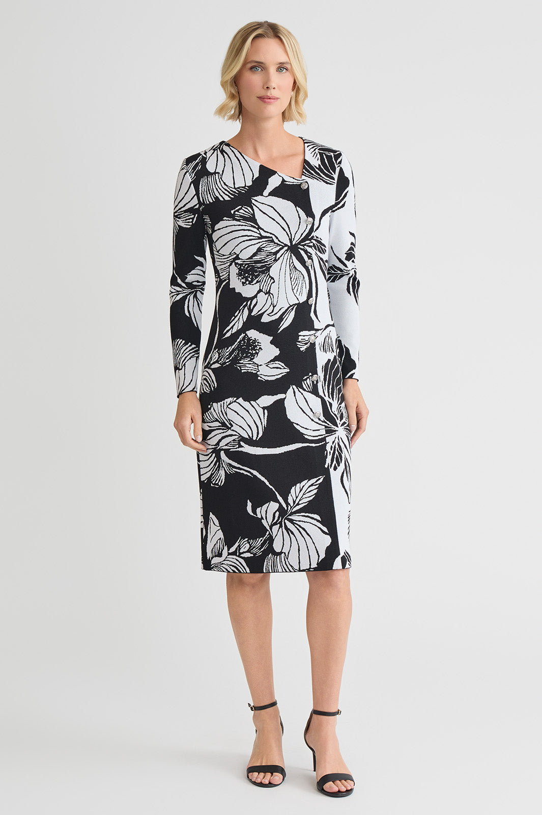Petite Floral Jacquard Soft Knit Sheath Dress Petite Floral Jacquard Soft Knit Sheath Dress