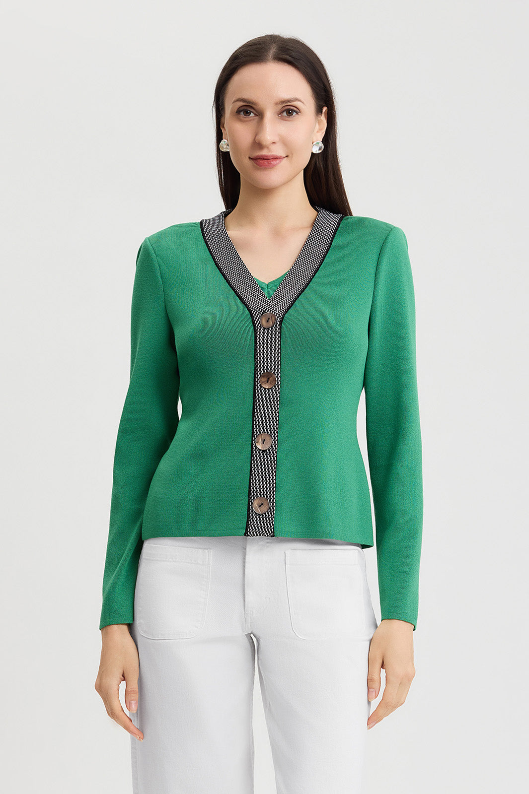Heritage Contrast Trim Soft Knit Cardigan | Ming Wang