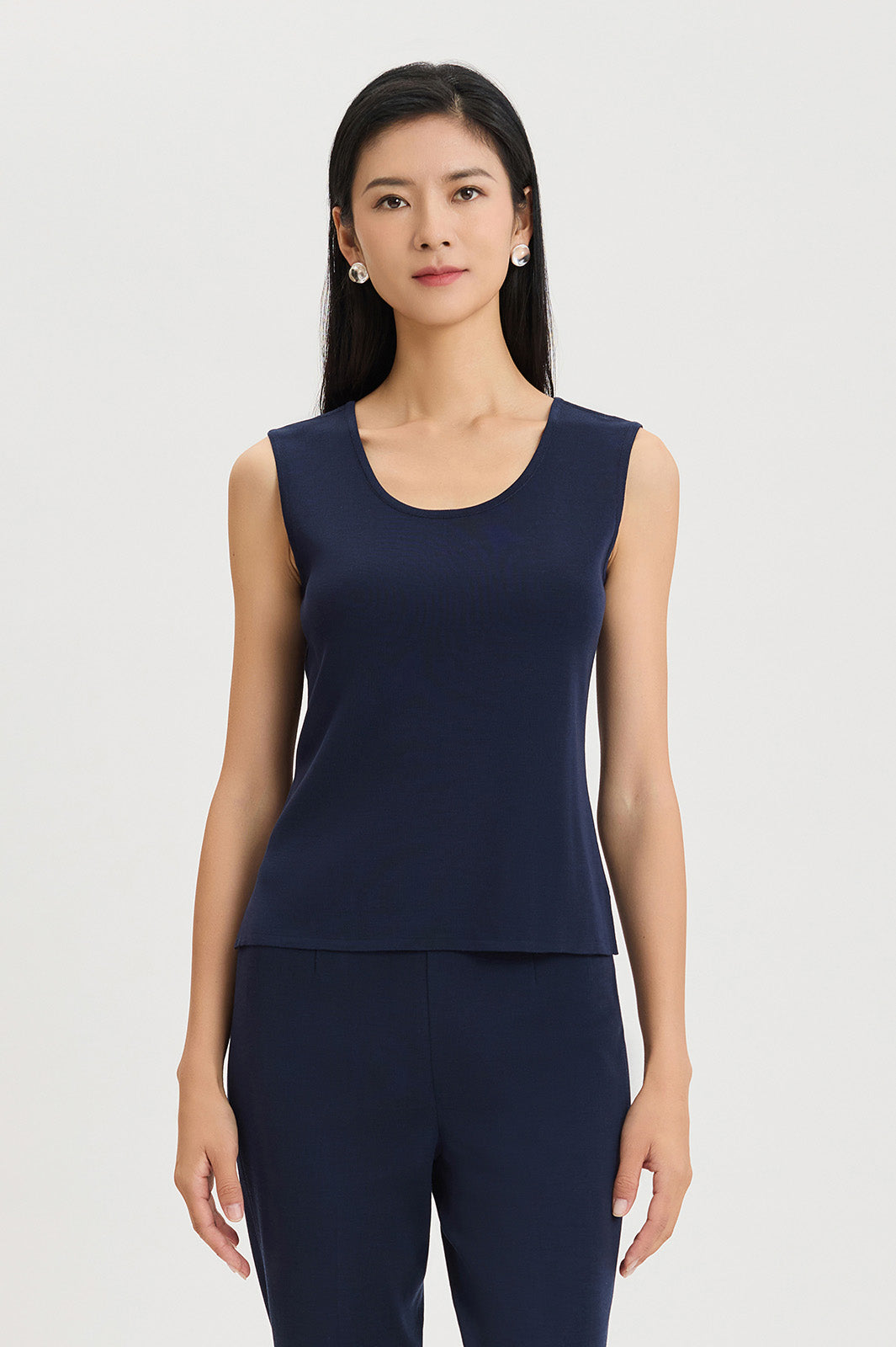 トップス andwang Lady Docking Knit Tops Women's Tank Tops - Designer Knit Tank Tops | Ming Wang
