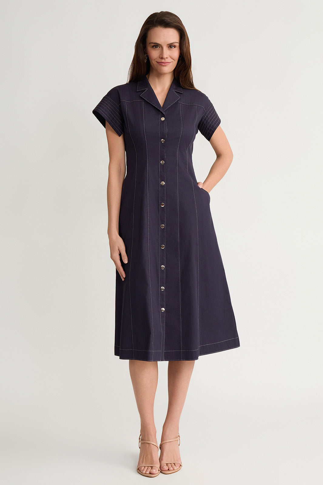 Fit-N-Flare Contrast Stitch Cotton Maxi Dress Fit-N-Flare Contrast Stitch Cotton Maxi Dress