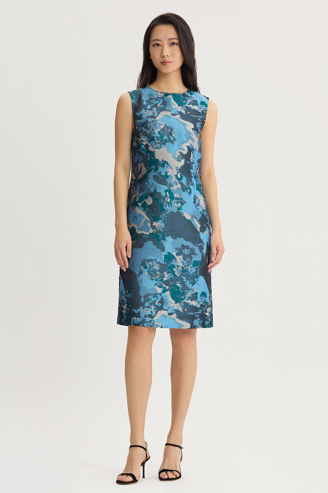 green and blue abstract dress Jacquard Woven Sheath Knee-Length Size:40 EU/ 7 US a sweetheart neckline with sale_r25 Zhuashum Easter Dresses For