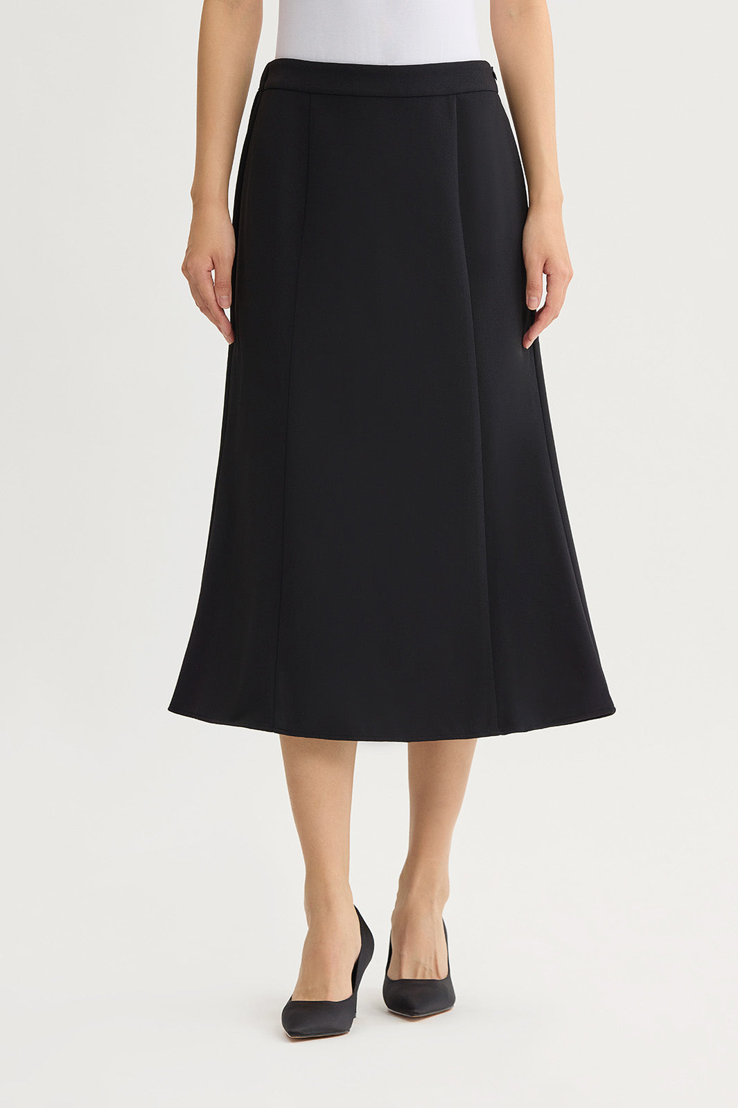A-Line Stretch Deco Crepe Maxi Skirt | Ming Wang