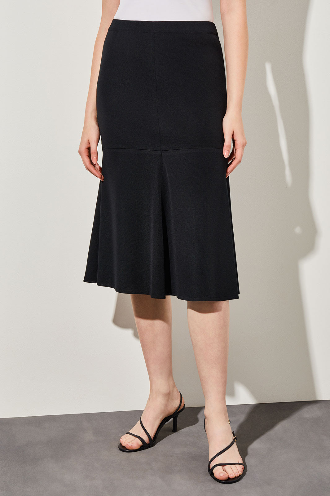 Flared Knit Midi Skirt, Black Ming Wang