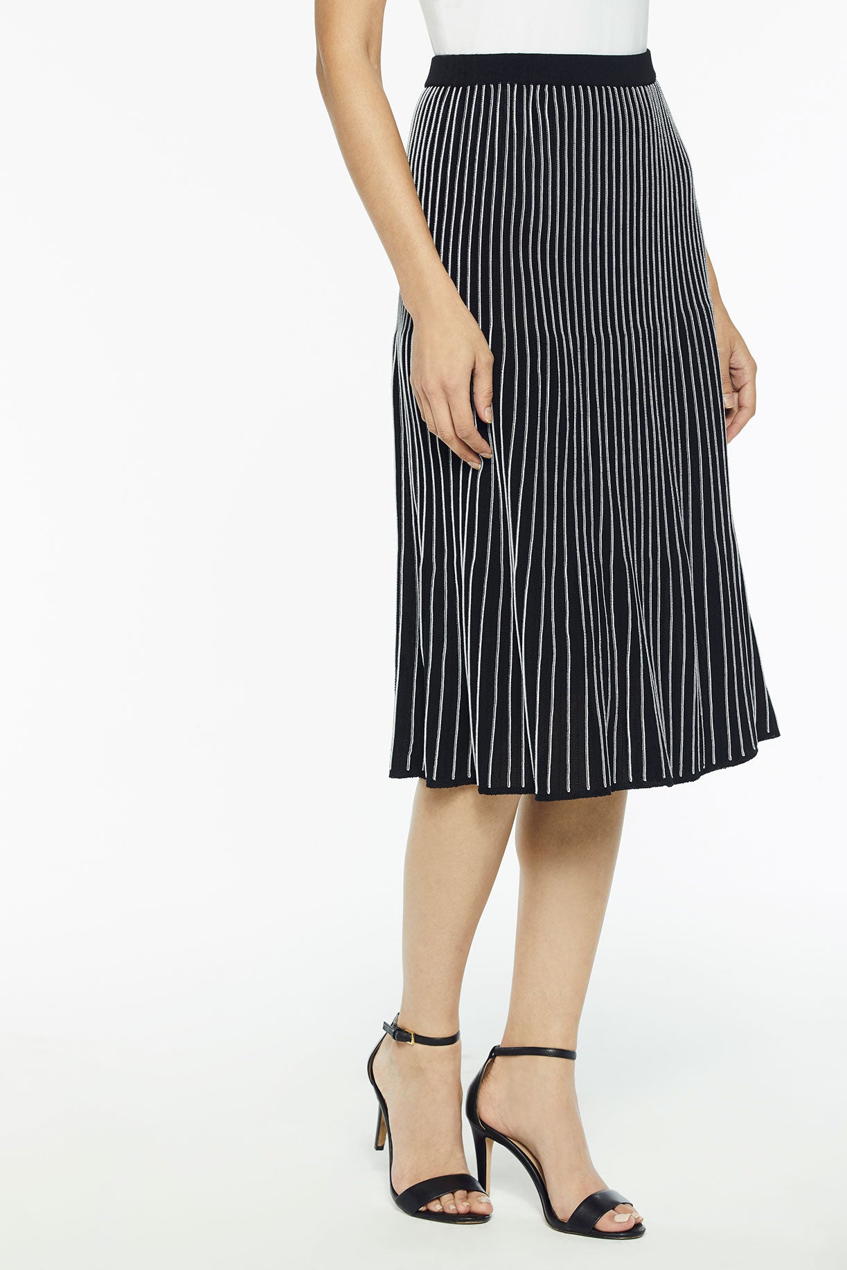 A Line Midi Skirt Crystal Pleat Knit Ming Wang