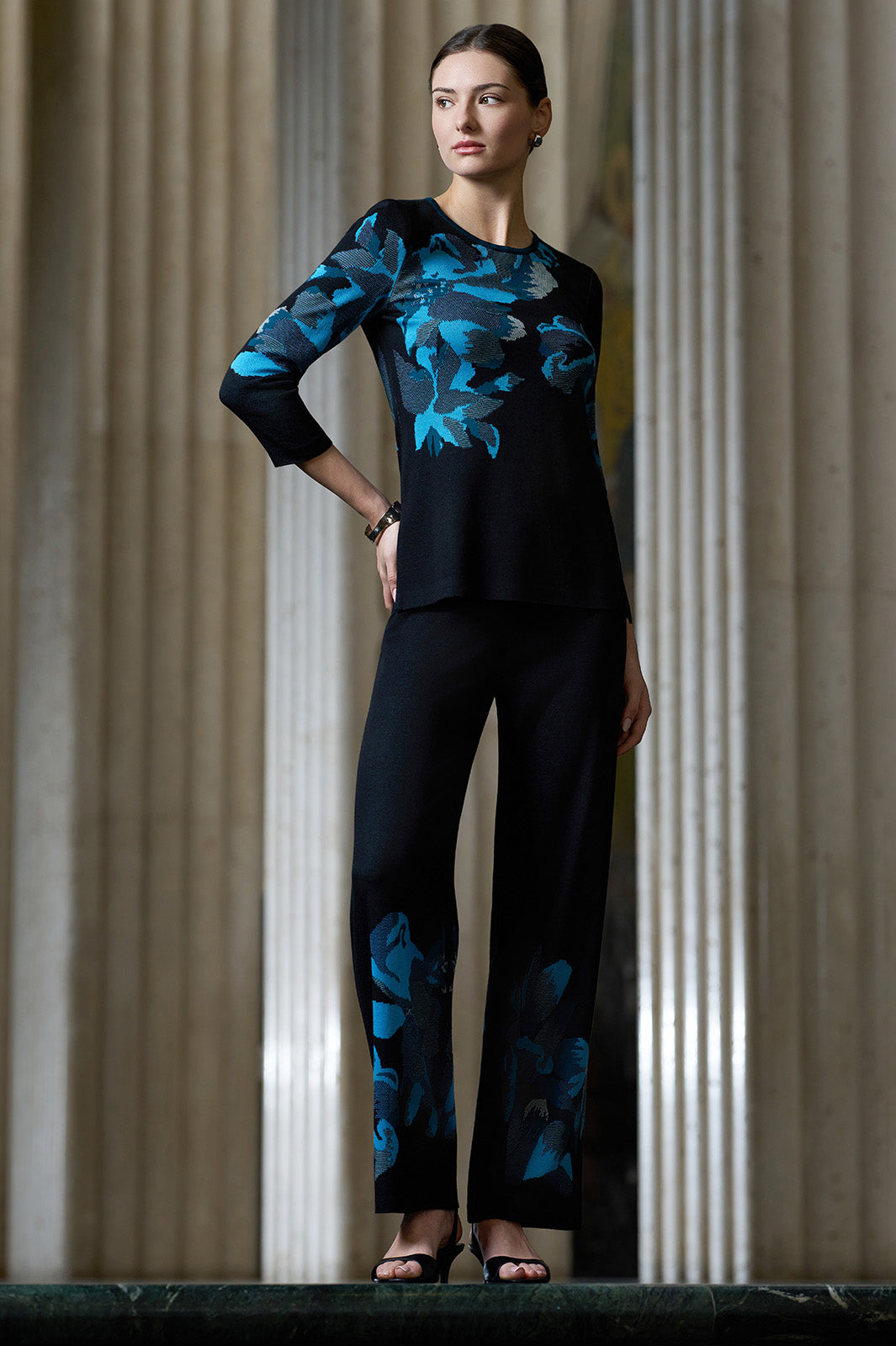 Floral Jacquard Soft Knit Tunic | Ming Wang
