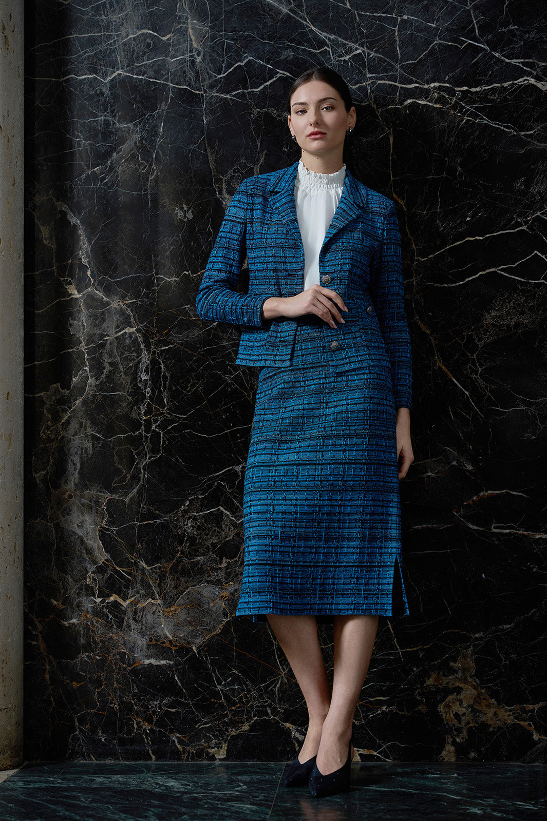 knit pencil dress Side Slit Tweed Skirt 1% elasthanne Made in Size:46R Easowa Women's Dusty Pink YGroup_11249
