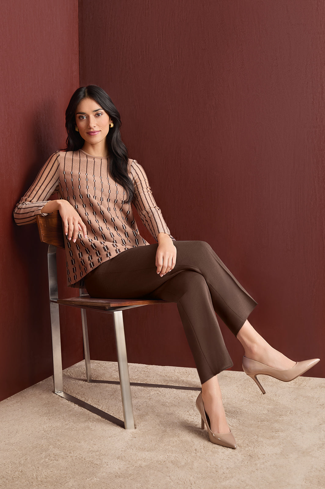 Knit Classic Cut Ankle Pants | Ming Wang