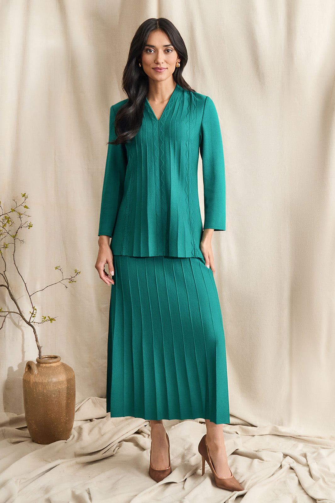 Tonal Multi-Stitch Flared Soft Knit Tunic | Ming Wang Tonal Multi-Stitch Flared Soft Knit Tunic | Ming Wang