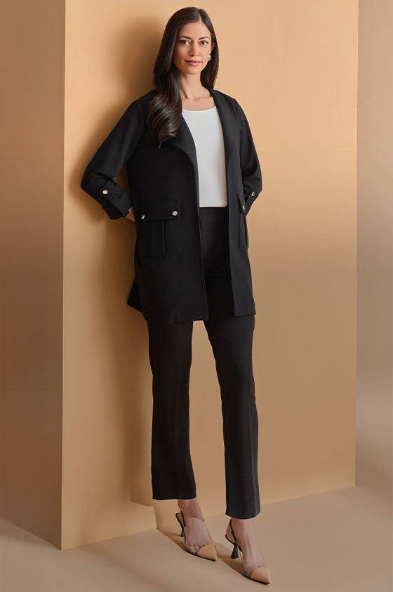 Plus Size Stretch Deco Crepe Heritage Utility Jacket