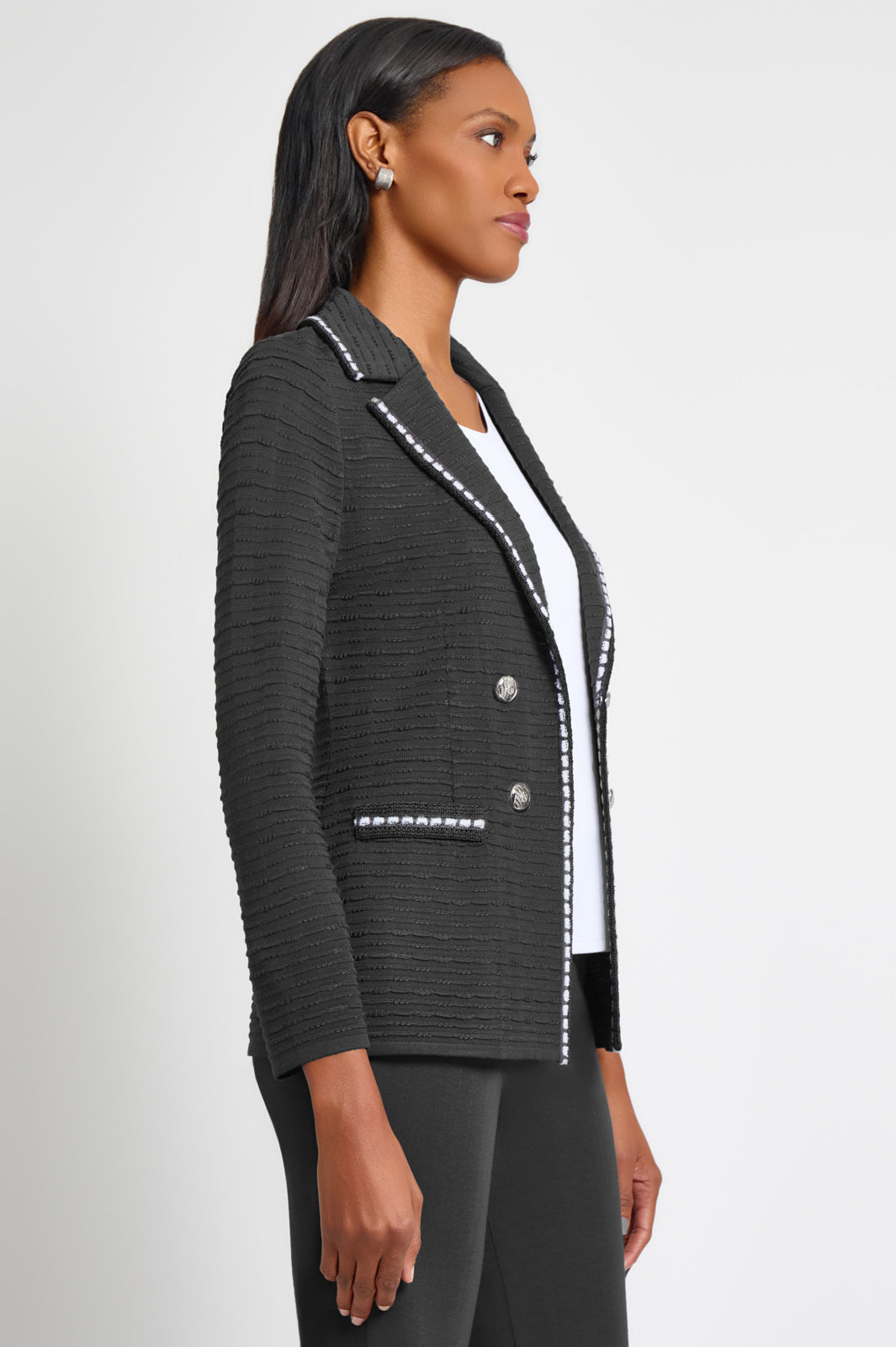 ジャケット・アウター argue MAILLE BLANCHE LINEN JACKET/BLACK argue MAILLE BLANCHE LINEN JACKET/BLACK（Linen Jackets