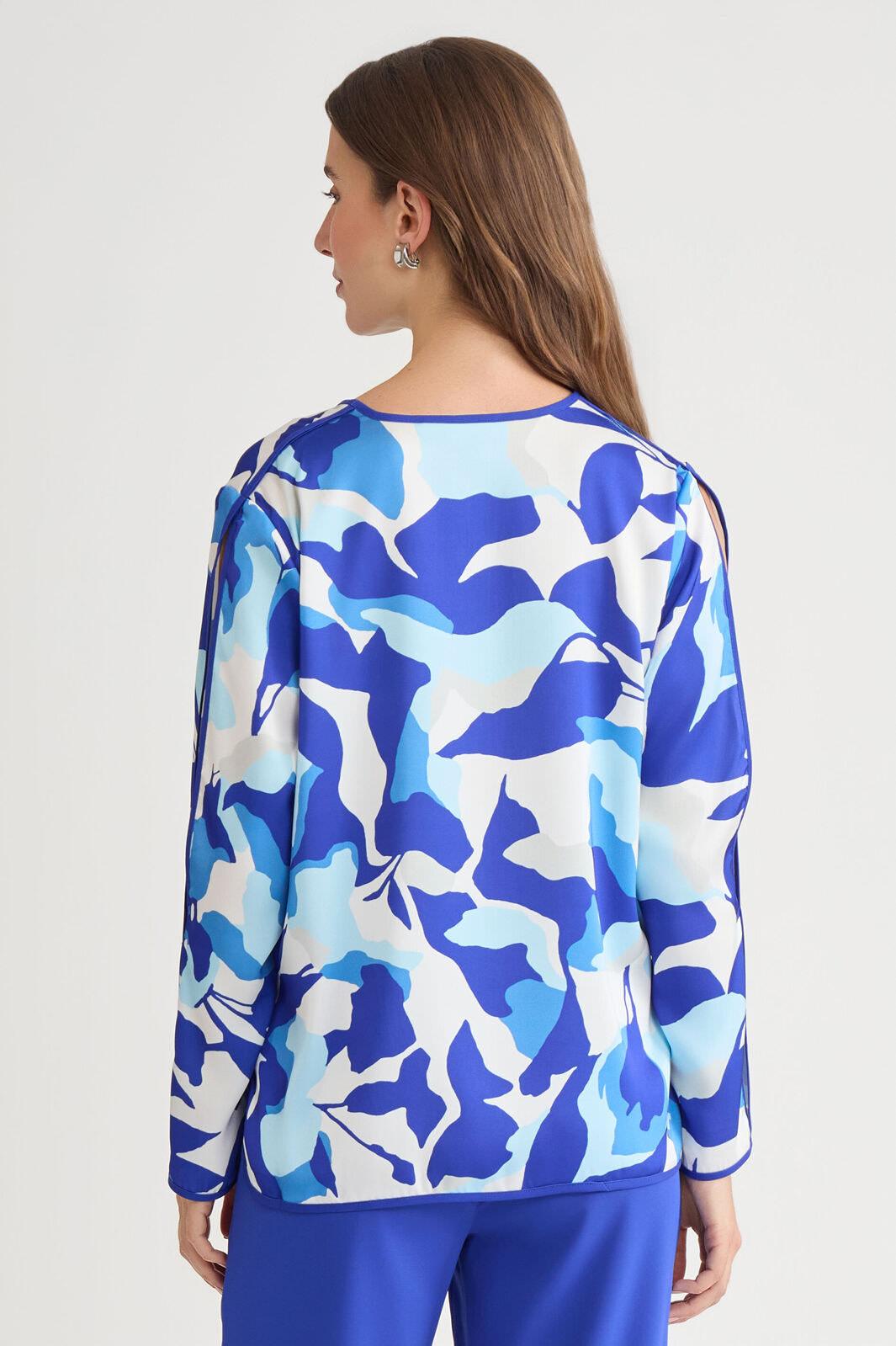 Slit Sleeve Crepe de Chine Blouse | Ming Wang