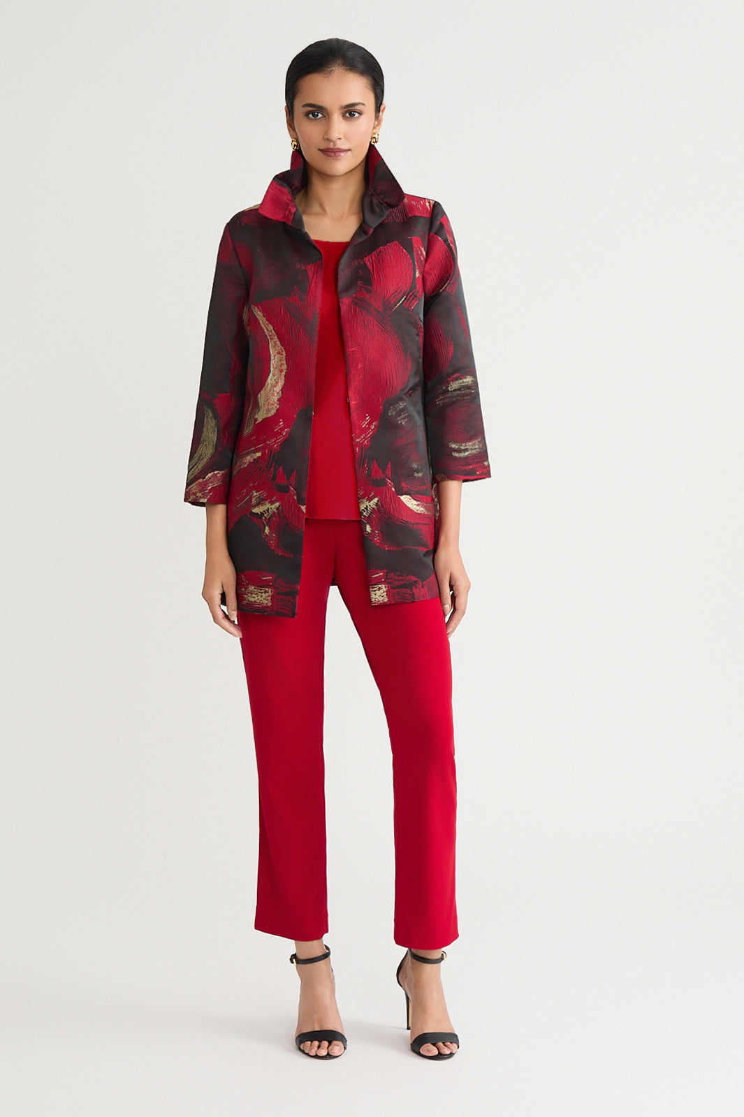 Plus Size Heritage Brushstroke Woven Jacquard Jacket | Ming Wang