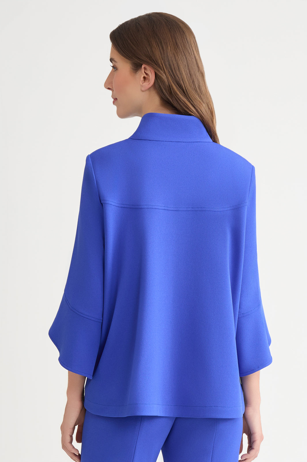 Button-Front Bell Sleeve Deco Crepe Jacket | Ming Wang