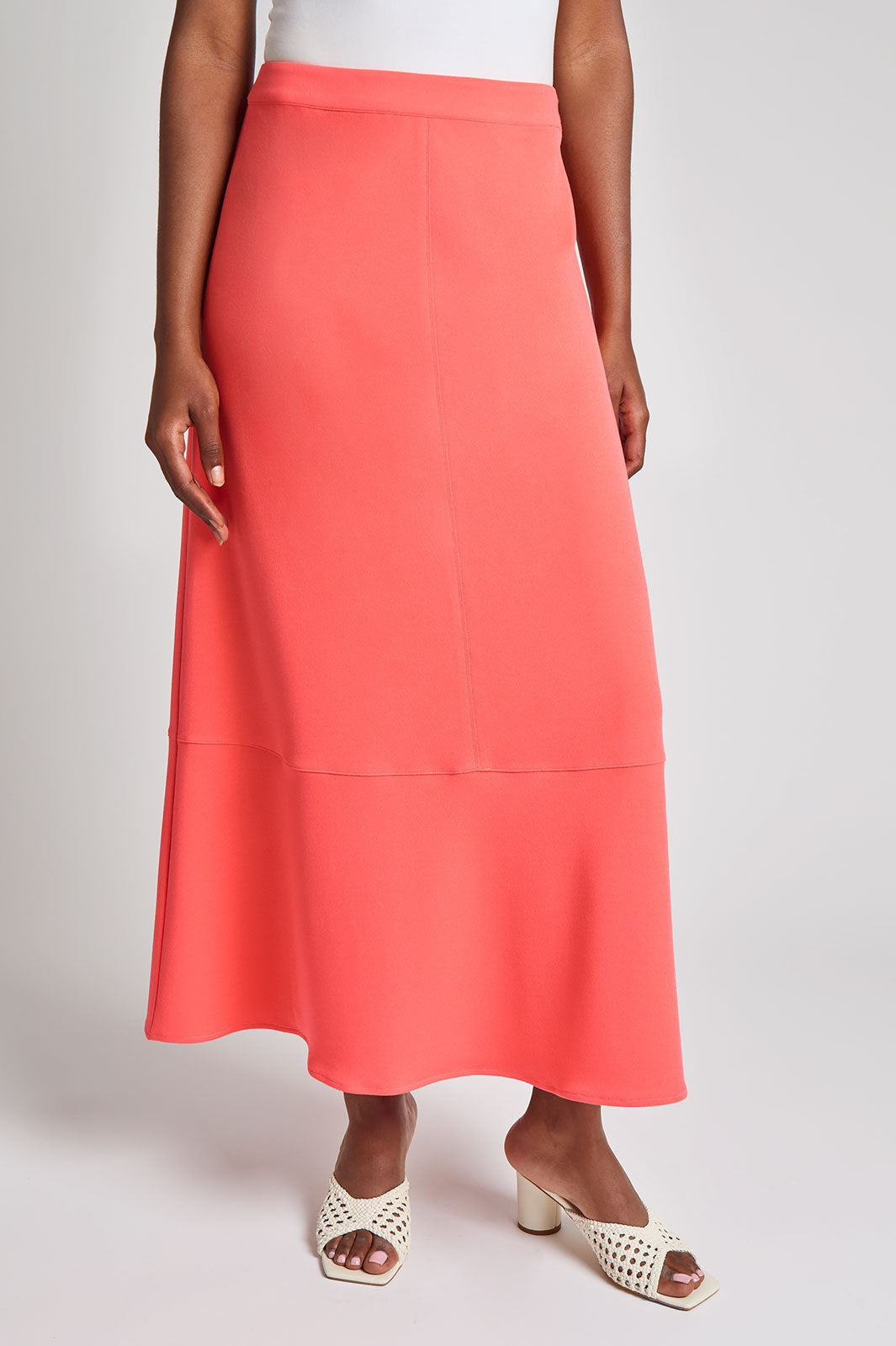 Plus Size Flare Deco Crepe Maxi Skirt
