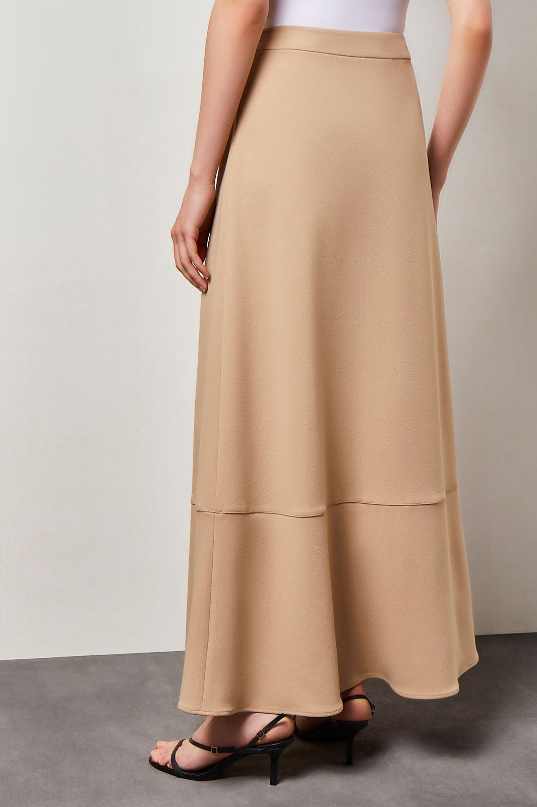 Flare Deco Crepe Maxi Skirt, Dark Champagne | Ming Wang