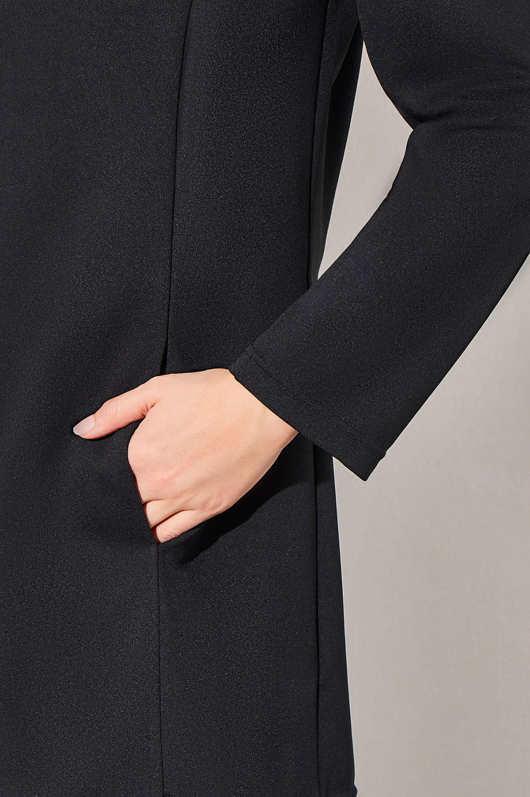 Mandarin Collar Open Front Deco Crepe Jacket | Ming Wang