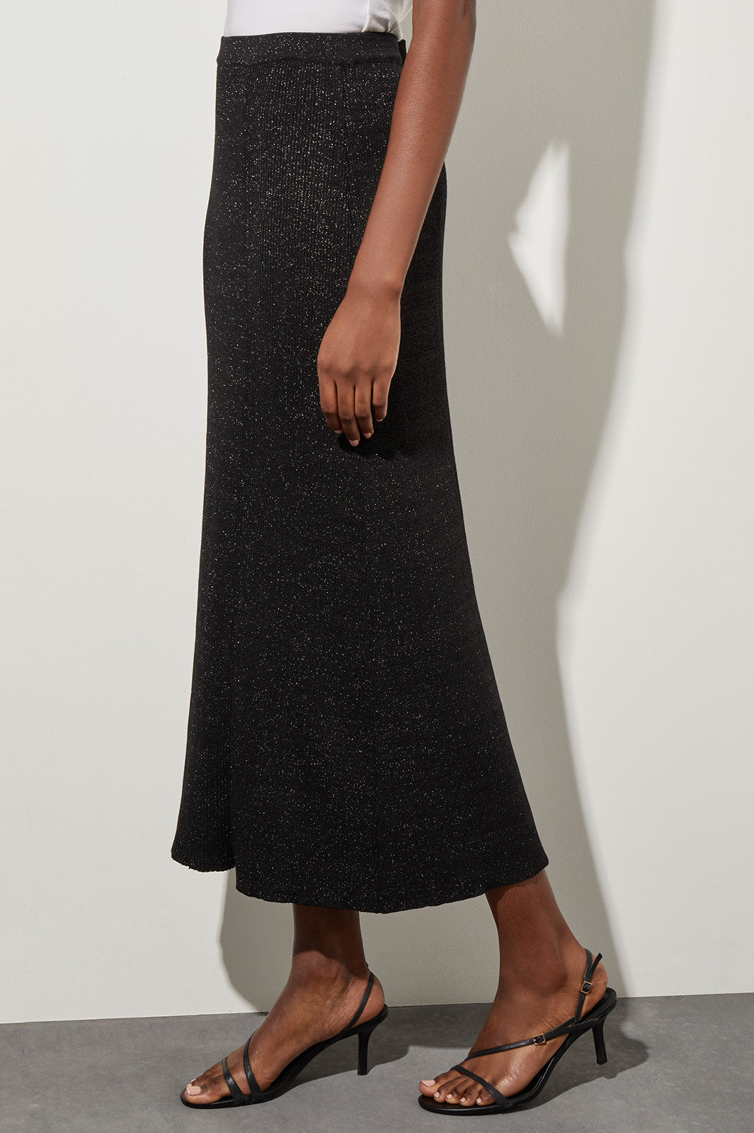 Midi Straight Skirt - Shimmer Ribbed Knit | Ming Wang