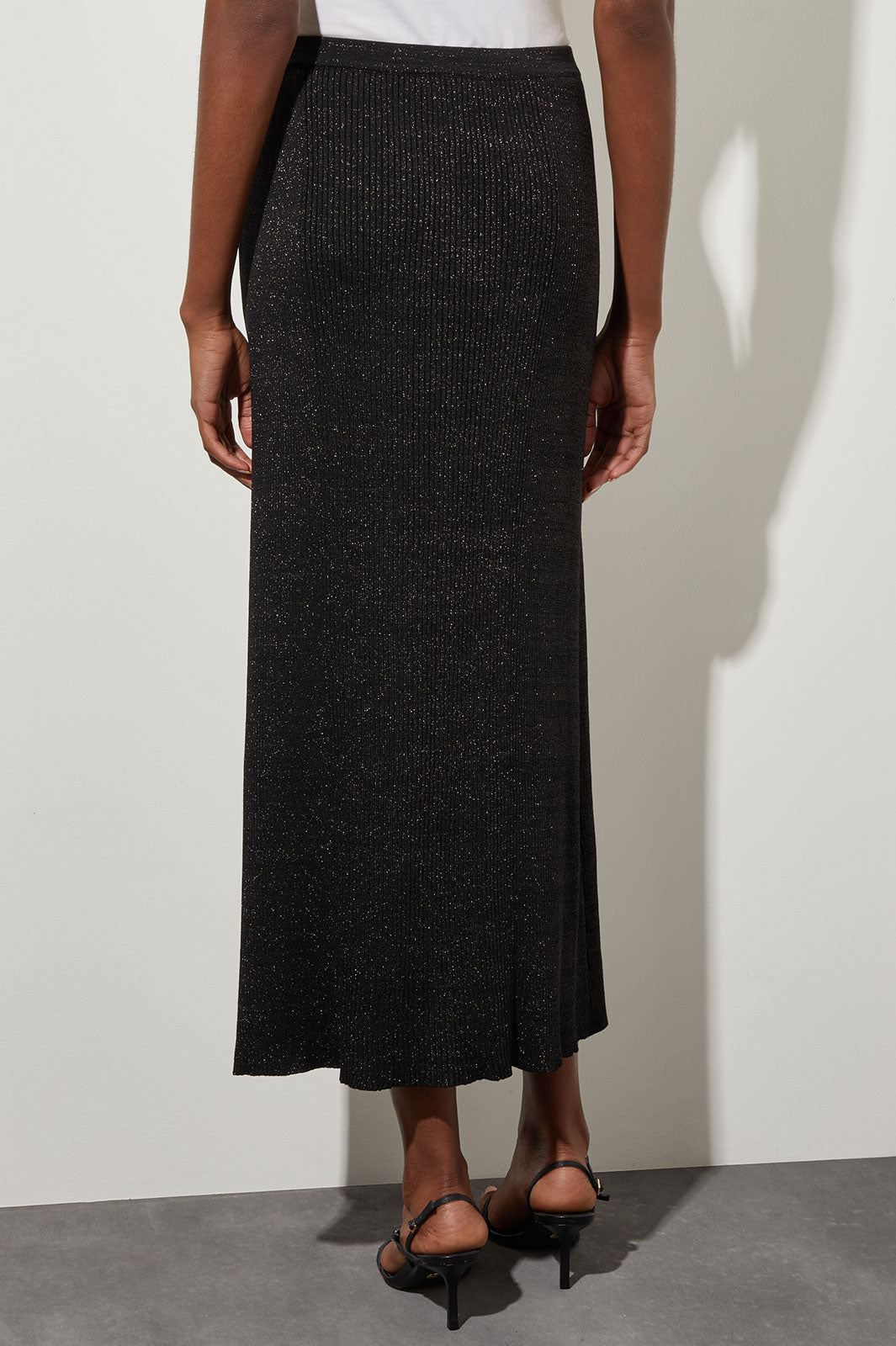 Midi Straight Skirt - Shimmer Ribbed Knit | Ming Wang