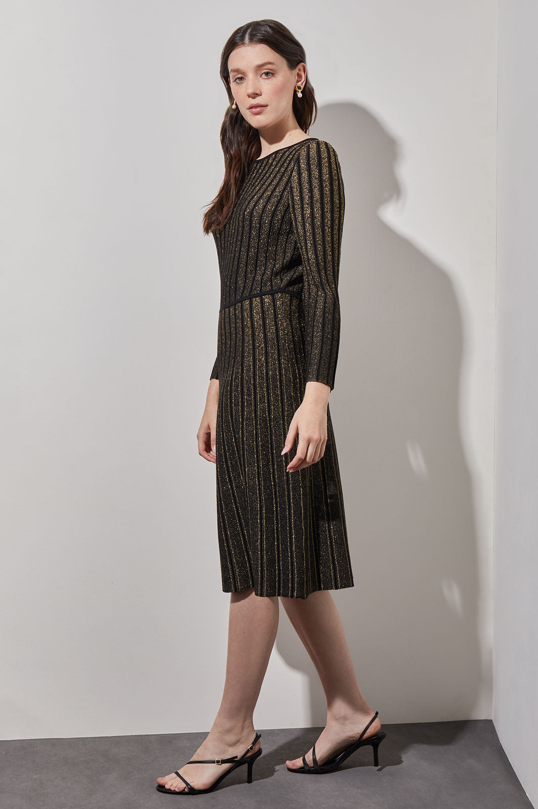 black knit a line dress Plus Size Textured Knit A Line Dress, Black, 14/16