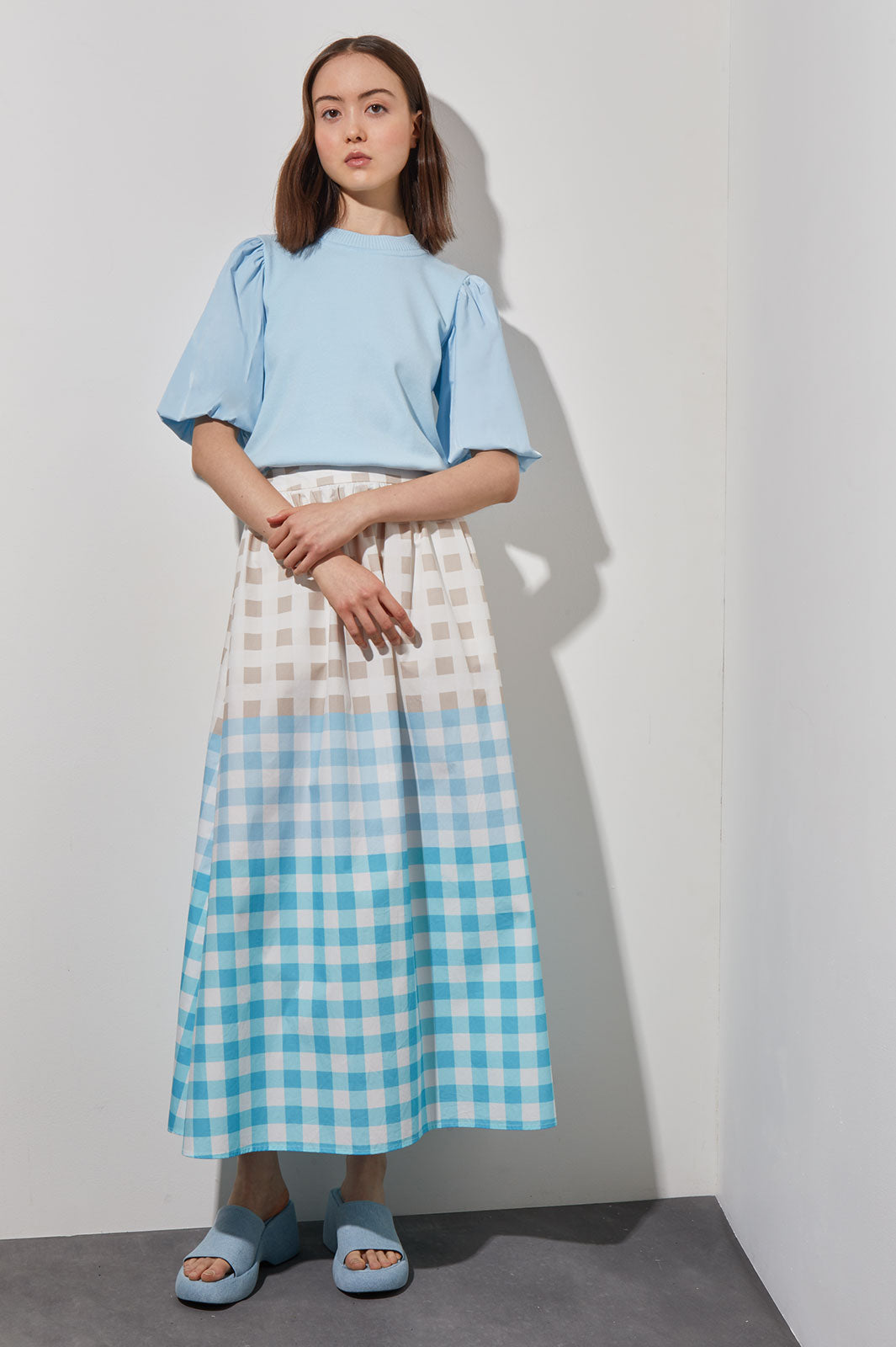 Gingham a line skirt hotsell