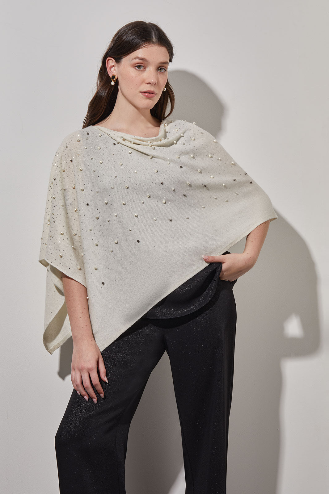 White crepe poncho store