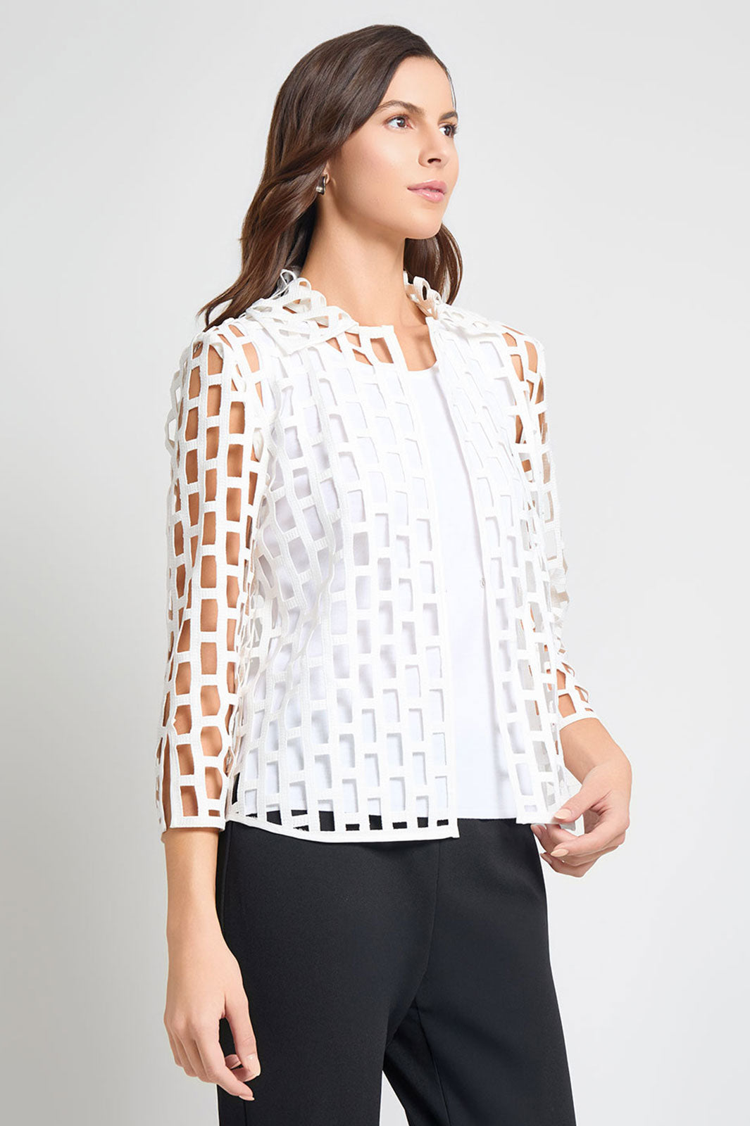 Heritage Fit Cage Woven Shirt Collar Jacket, White | Ming Wang