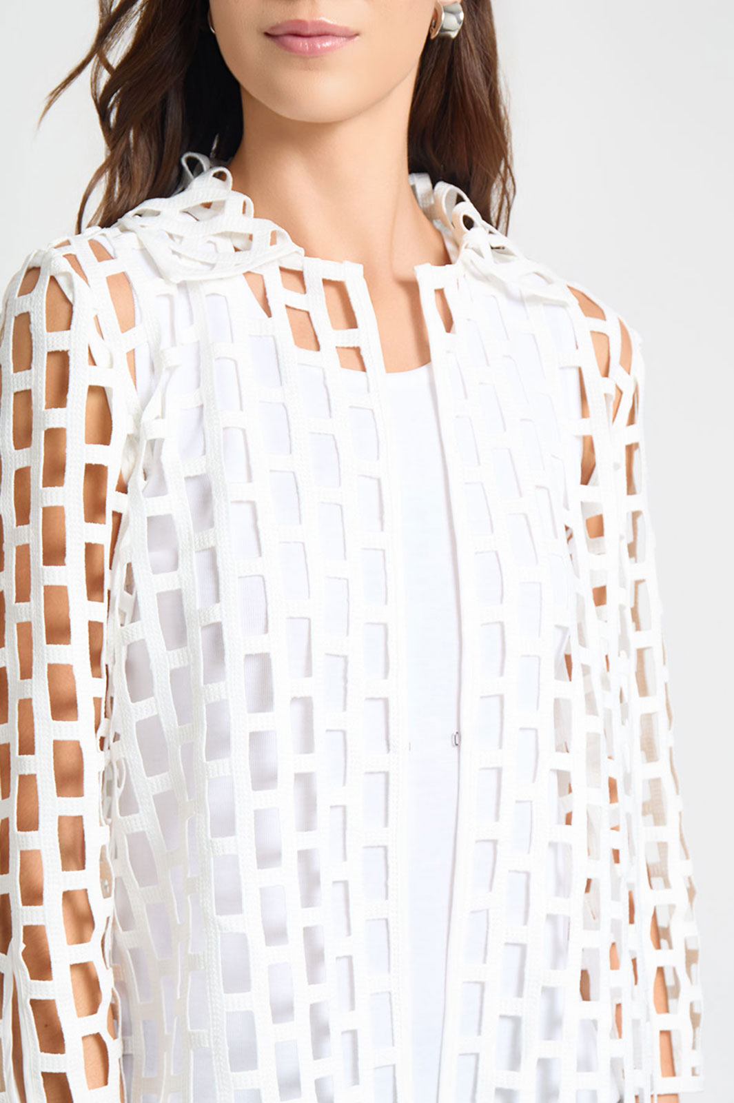 Heritage Fit Cage Woven Shirt Collar Jacket, White | Ming Wang