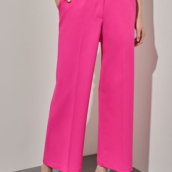 【mnem】Warp cut pants Stretch Woven Wide-Leg Pants