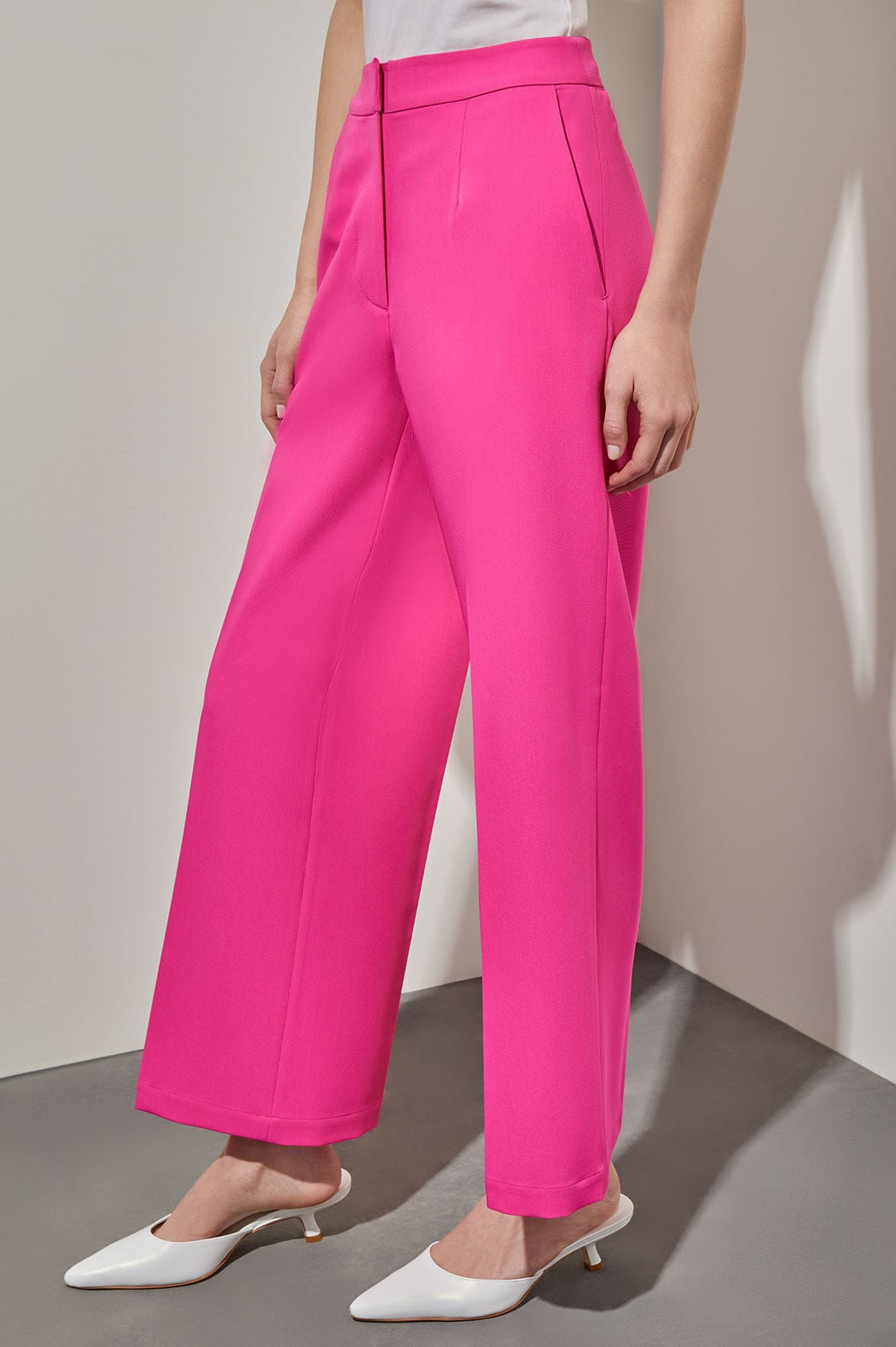 Stretch Woven Wide-Leg Pants