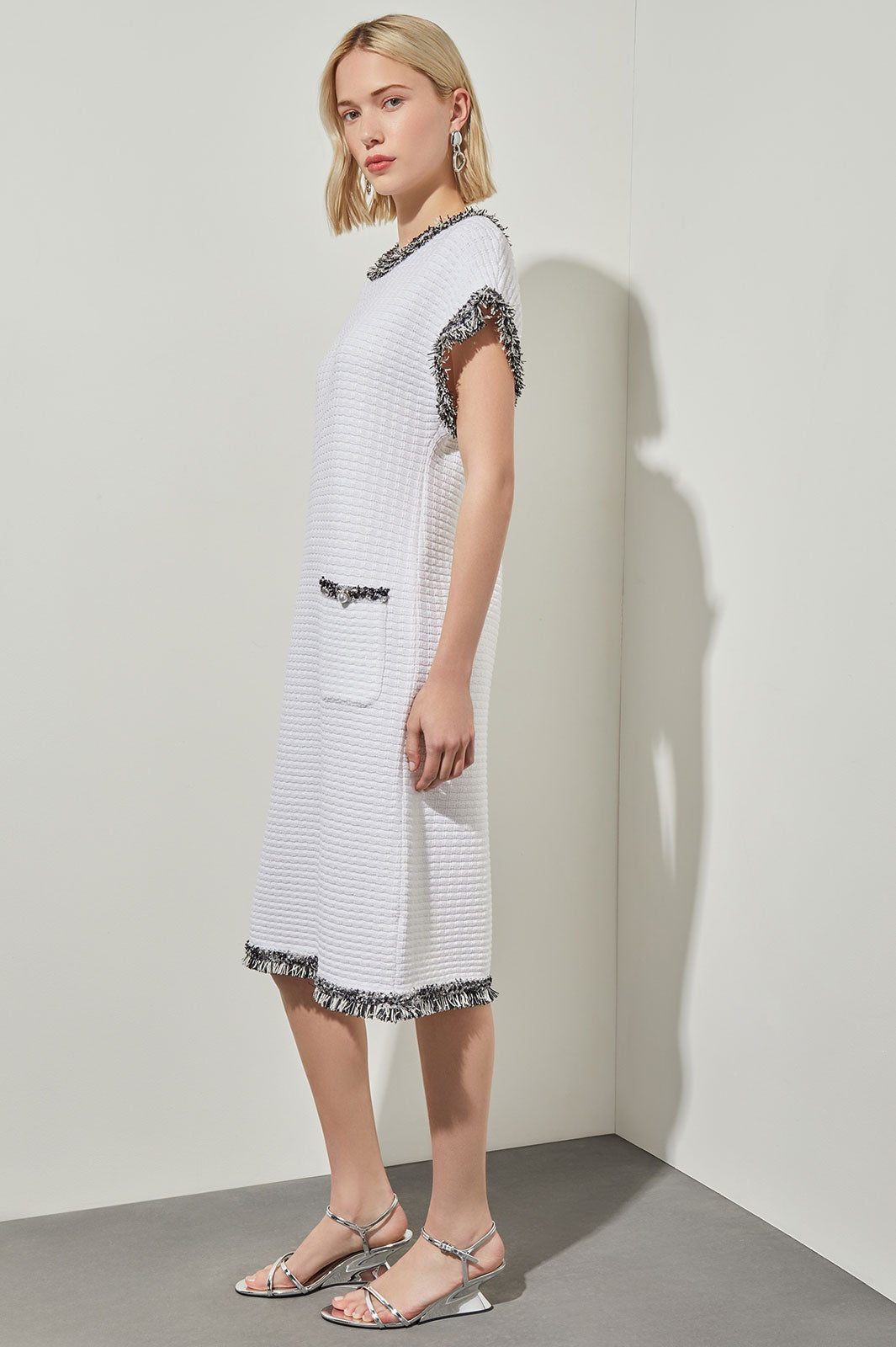 white fitted shift dress Lovely White Dress - White Shift Dress - Sleeveless Shift Dress