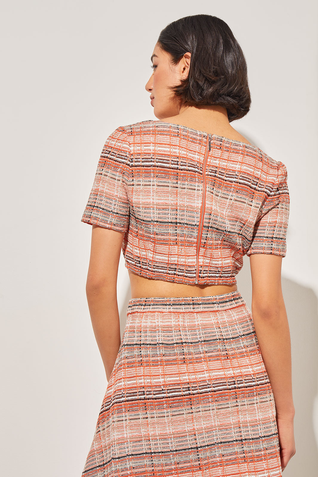 Above-the-Knee A-Line Skirt - Tweed Knit