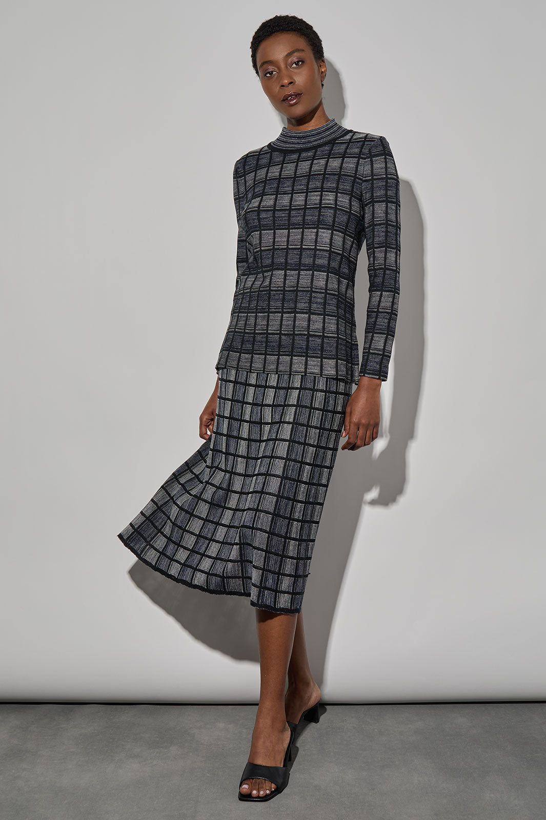 Mock Neck Melange Knit Tunic 